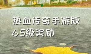 热血传奇手游版65级奖励（热血传奇手游升级经验表最新）