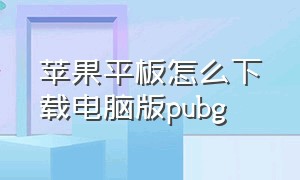 苹果平板怎么下载电脑版pubg（苹果平板怎么下载pubg免费）