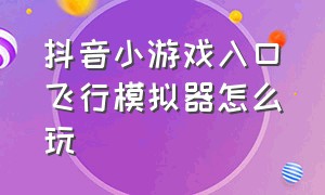 抖音小游戏入口飞行模拟器怎么玩