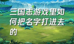 三国志游戏里如何把名字打进去的（三国志游戏好听的角色昵称）