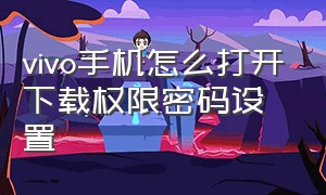 vivo手机怎么打开下载权限密码设置（vivo手机下载程序在哪里设置密码）