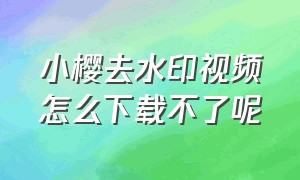 小樱去水印视频怎么下载不了呢