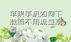 苹果手机如何下载而不用流量观看（苹果手机如何不用ID下载应用）