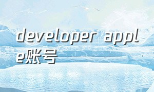 developer apple账号（苹果app developer怎么登录不上）
