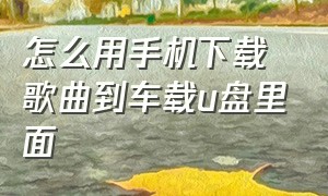 怎么用手机下载歌曲到车载u盘里面（车载u盘怎么自己到手机上下载歌曲）