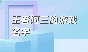 王者阿三的游戏名字