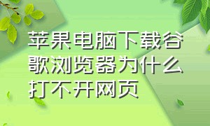 苹果电脑下载谷歌浏览器为什么打不开网页（苹果电脑下载谷歌浏览器为什么打不开网页）