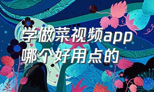 学做菜视频app哪个好用点的（学做菜视频app哪个好用点的）