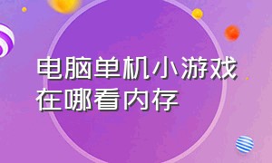 电脑单机小游戏在哪看内存