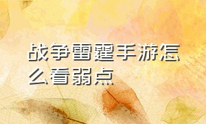 战争雷霆手游怎么看弱点（战争雷霆手游官网入口网址）