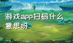 游戏app扫码什么意思呀（游戏app开发价格表）