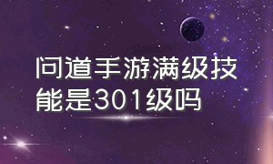 问道手游满级技能是301级吗