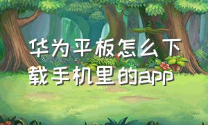 华为平板怎么下载手机里的app（华为平板下载app在哪个位置）