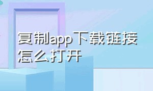 复制app下载链接怎么打开