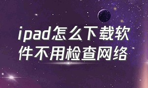 ipad怎么下载软件不用检查网络（ipad怎么下载软件不用检查网络连接）