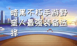 暗黑不朽手游野蛮人最强装备选择（暗黑不朽最新野蛮人套装推荐）