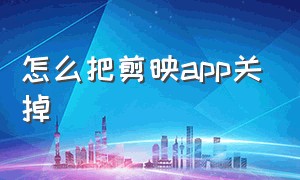 怎么把剪映app关掉（剪映app里面撤销删除操作）