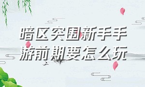 暗区突围新手手游前期要怎么玩（暗区突围手游新手怎么玩详细教程）