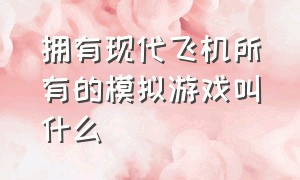 拥有现代飞机所有的模拟游戏叫什么（拥有现代飞机所有的模拟游戏叫什么游戏）