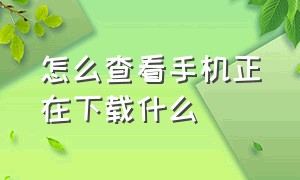 怎么查看手机正在下载什么（手机正在下载的东西从哪查看）