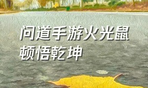 问道手游火光鼠顿悟乾坤（问道手游火光鼠在哪）