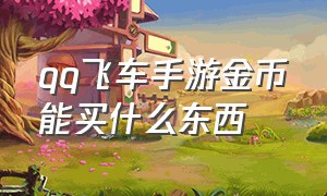 qq飞车手游金币能买什么东西（qq飞车手游金币最好是干什么）