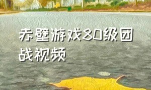 赤壁游戏80级团战视频