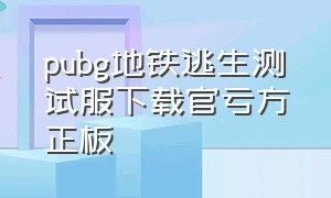 pubg地铁逃生测试服下载官亏方正板（pubg地铁逃生下载官方正版）