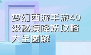 梦幻西游手游40级秘境降妖攻略大全图解（梦幻西游手游40级秘境降妖攻略大全图解）