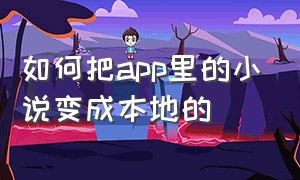 如何把app里的小说变成本地的（如何把app里的小说变成本地的小说）