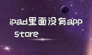 ipad里面没有app store（ipad找不到app store怎么办）