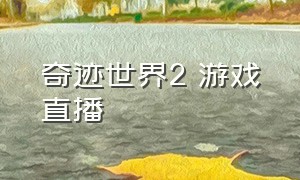 奇迹世界2 游戏直播