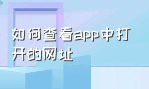 如何查看app中打开的网址