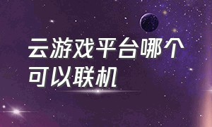 云游戏平台哪个可以联机