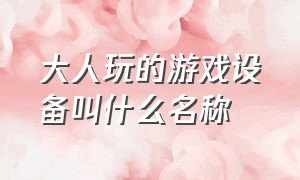 大人玩的游戏设备叫什么名称（玩游戏的机器叫什么名字）