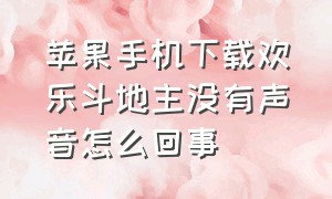 苹果手机下载欢乐斗地主没有声音怎么回事（苹果手机欢乐斗地主怎么卡时间）