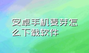 安卓手机麦芽怎么下载软件（麦芽田骑士版安卓手机怎么下载）