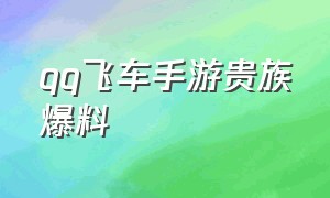 qq飞车手游贵族爆料