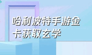 哈利波特手游金卡获取玄学