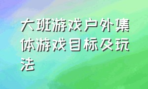 大班游戏户外集体游戏目标及玩法（大班户外活动集体游戏名称和目标）