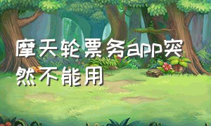 摩天轮票务app突然不能用