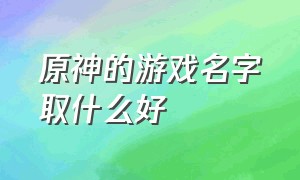 原神的游戏名字取什么好（原神游戏名字简短干净）