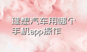 理想汽车用哪个手机app操作