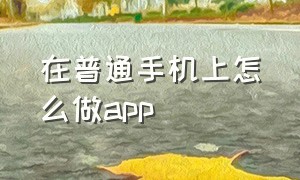 在普通手机上怎么做app（新手能自己制作手机app吗）