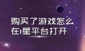 购买了游戏怎么在r星平台打开