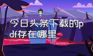 今日头条下载的pdf存在哪里