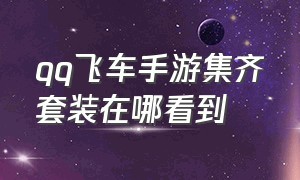 qq飞车手游集齐套装在哪看到（qq飞车手游10元1万钻）