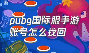 pubg国际服手游账号怎么找回