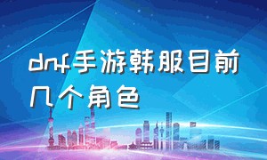 dnf手游韩服目前几个角色（dnf手游韩服汉化版）