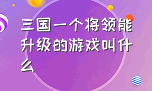 三国一个将领能升级的游戏叫什么